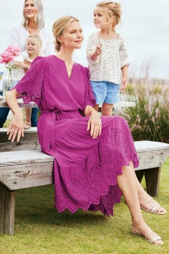 Feminine Flourish|Vacation Shop-Soft Surroundings Verena Eyelet Midi Dress Deep Orchid