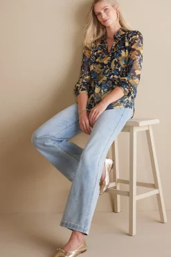 Feminine Flourish|Everyday Styles-Soft Surroundings Viola Shimmer Blouse Multi Floral
