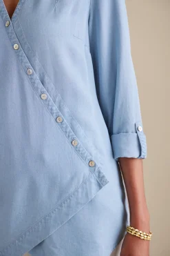 Into The Blues|Vacation Shop-Soft Surroundings Washed TENCEL Tunic Light Wash Denim