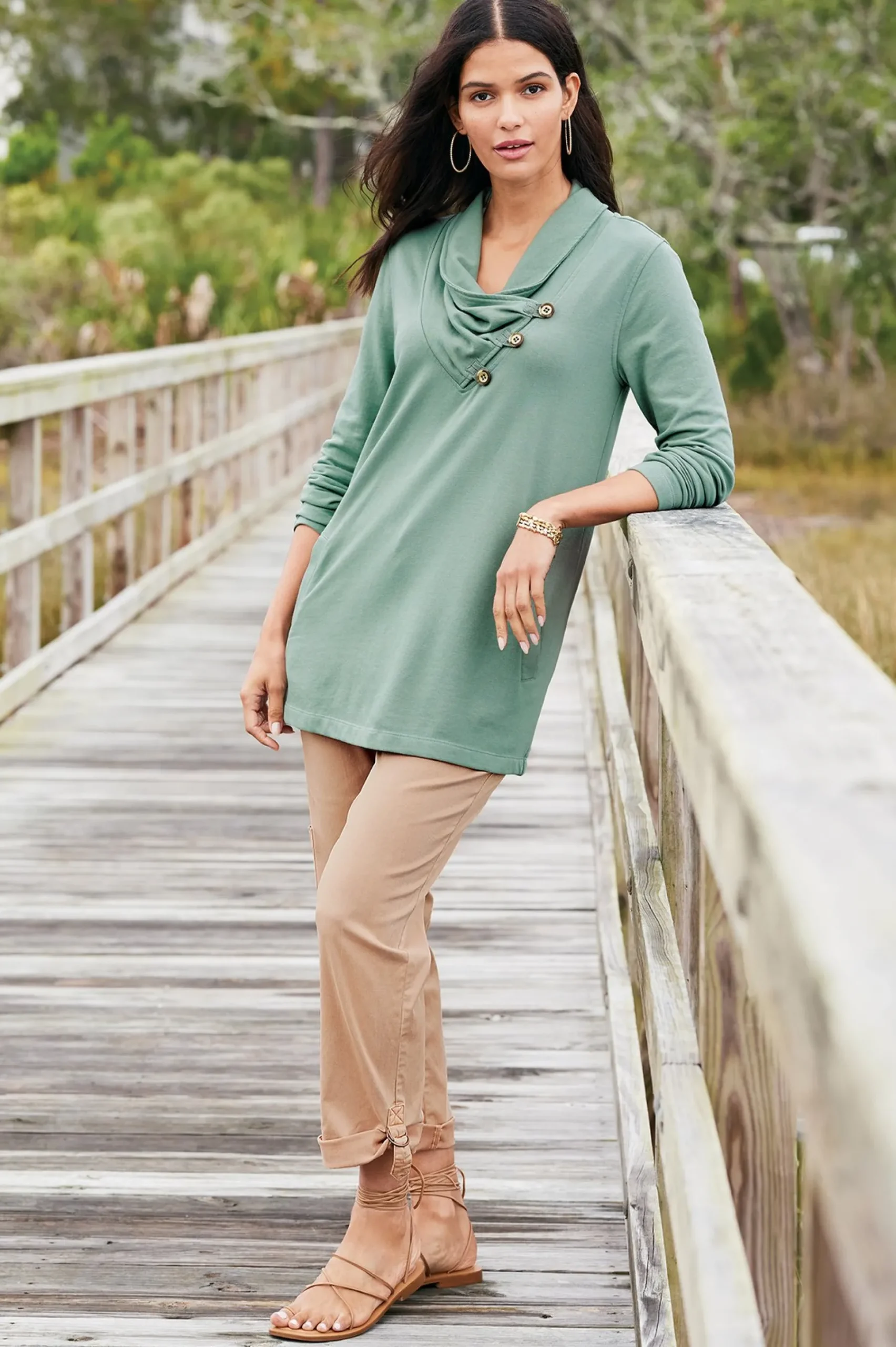 Wear Now Styles|long sleeve-Soft Surroundings Westminster Tunic Sweatshirt Black
