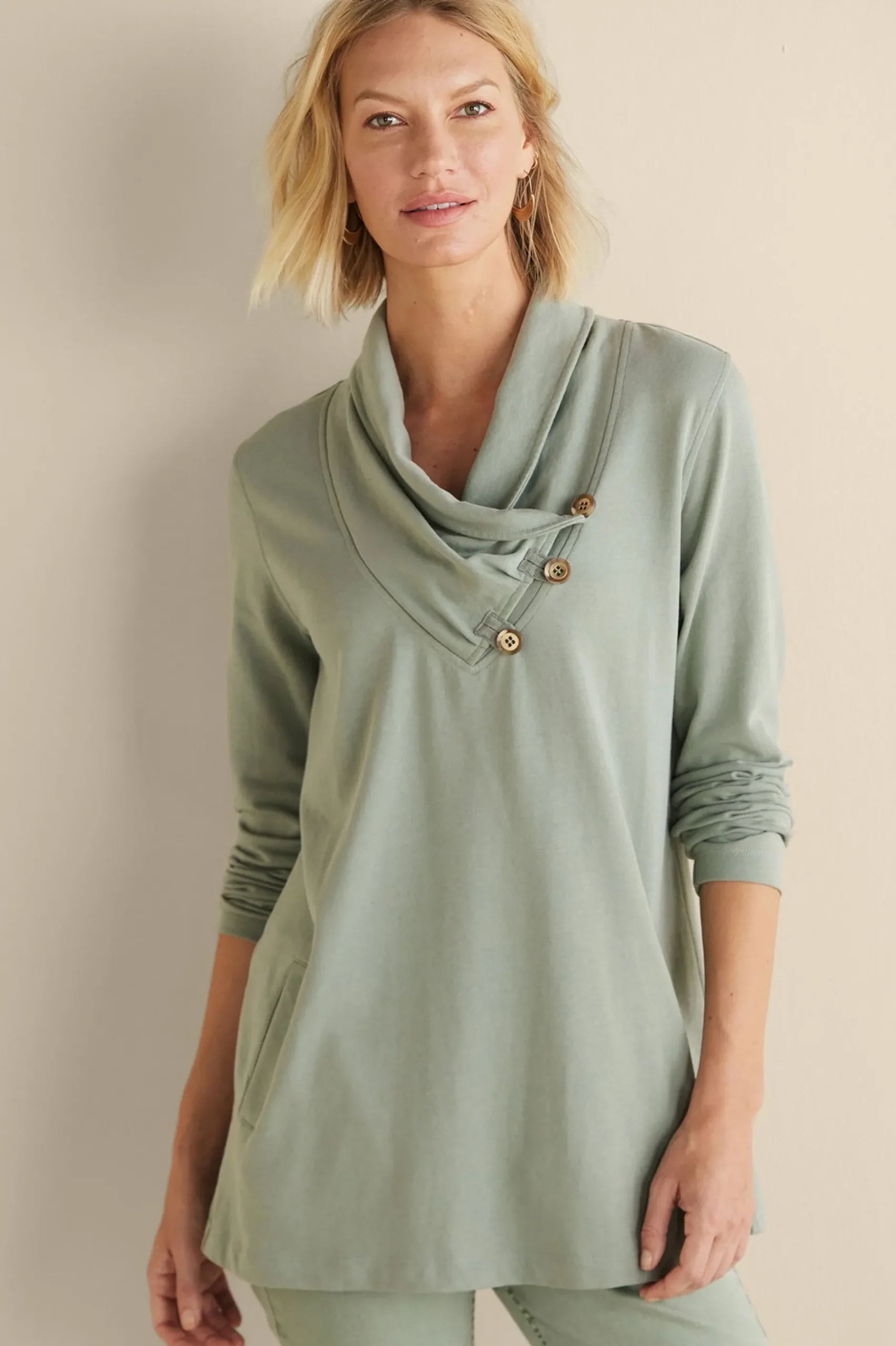 Wear Now Styles|long sleeve-Soft Surroundings Westminster Tunic Sweatshirt Black