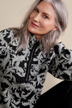 Feminine Flourish|long sleeve-Soft Surroundings Winona Pullover Neutral Scroll