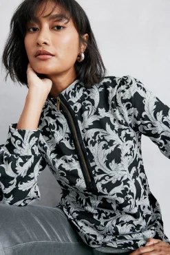 Feminine Flourish|long sleeve-Soft Surroundings Winona Pullover Neutral Scroll