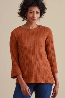 three quarter length|pullovers-Soft Surroundings Women Goldie Tunic Top Dark Copper