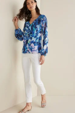 Feminine Flourish|long sleeve-Soft Surroundings Xenia Ruffle Top Purple Floral