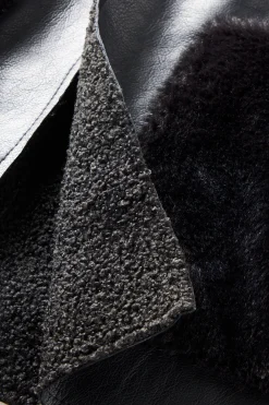 Jackets & Coats|vest-Soft Surroundings Zeva Faux Leather Shearling Vest Black